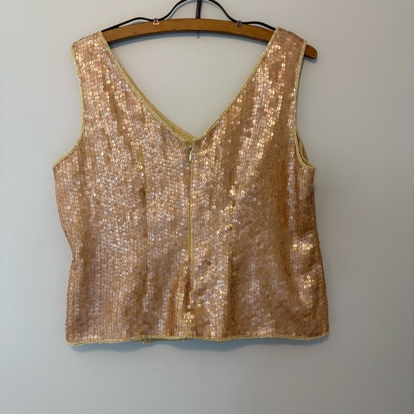 Freesia Vintage Gold Sequin Beaded Tank Top XL - Picture 5 of 8